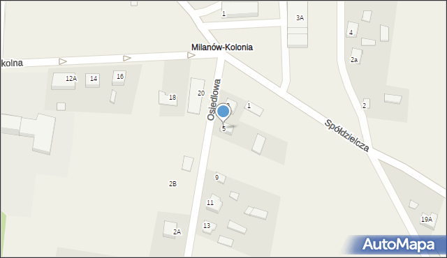 Milanów, Osiedlowa, 5, mapa Milanów