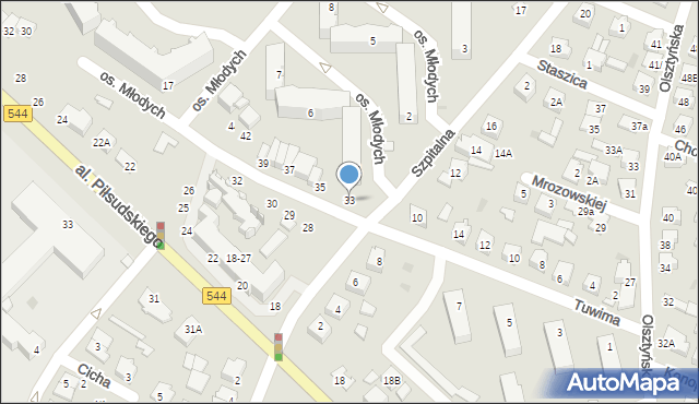 Mława, Osiedle Młodych, 33, mapa Mława