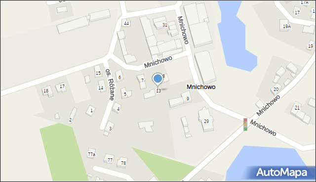 Mnichowo, Osiedle Różane, 13, mapa Mnichowo