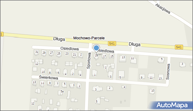 Mochowo-Parcele, Osiedlowa, 19, mapa Mochowo-Parcele