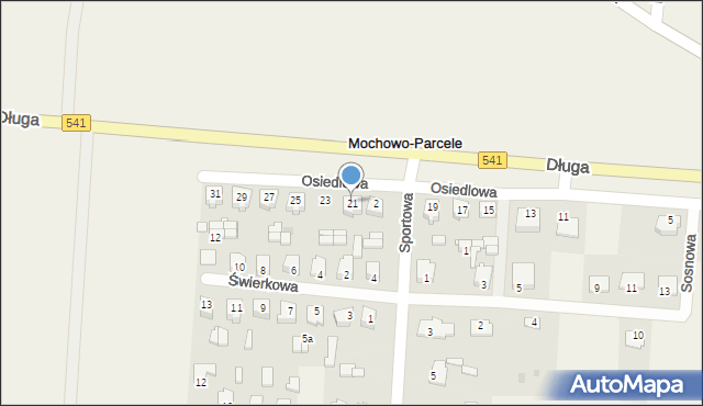 Mochowo-Parcele, Osiedlowa, 21, mapa Mochowo-Parcele