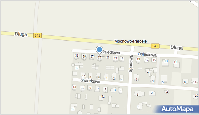 Mochowo-Parcele, Osiedlowa, 25, mapa Mochowo-Parcele