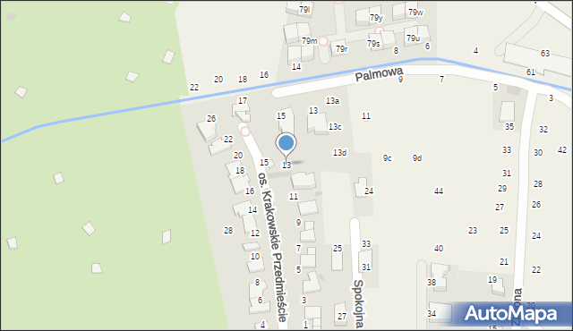 Modlniczka, Osiedle Krakowskie Przedmieście, 13, mapa Modlniczka