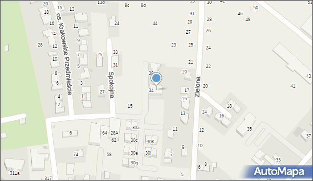 Modlniczka, Osiedle Krakowskie Przedmieście, 36, mapa Modlniczka