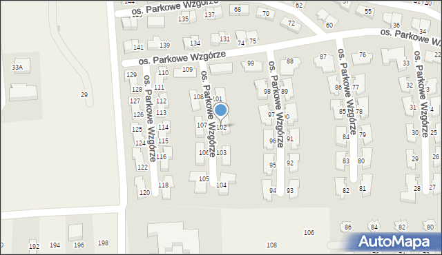 Mogilany, Osiedle Parkowe Wzgórze, 102, mapa Mogilany