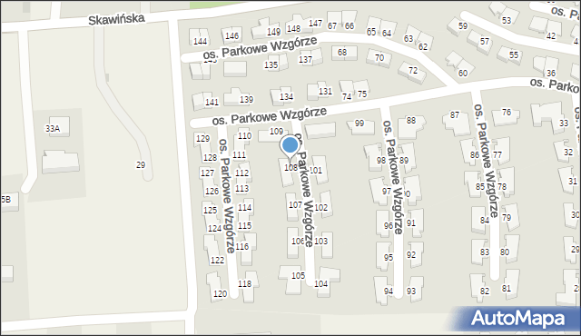 Mogilany, Osiedle Parkowe Wzgórze, 108, mapa Mogilany