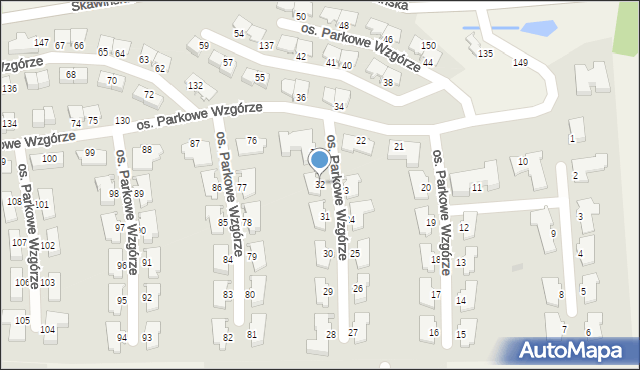 Mogilany, Osiedle Parkowe Wzgórze, 32, mapa Mogilany