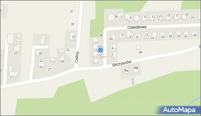 Mogilany, Osiedlowa, 1, mapa Mogilany