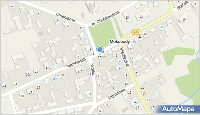 Mokobody, Ossolińskich, 17a, mapa Mokobody