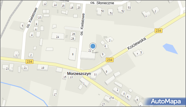 Morzeszczyn, Osiedle Kwiatowe, 21B, mapa Morzeszczyn