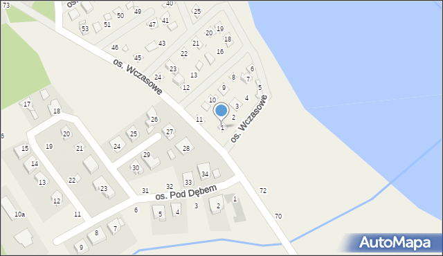 Mościenica, Osiedle Wczasowe, 1, mapa Mościenica