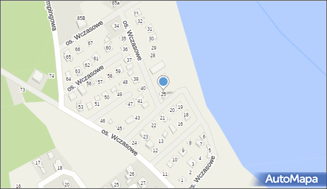 Mościenica, Osiedle Wczasowe, 25, mapa Mościenica