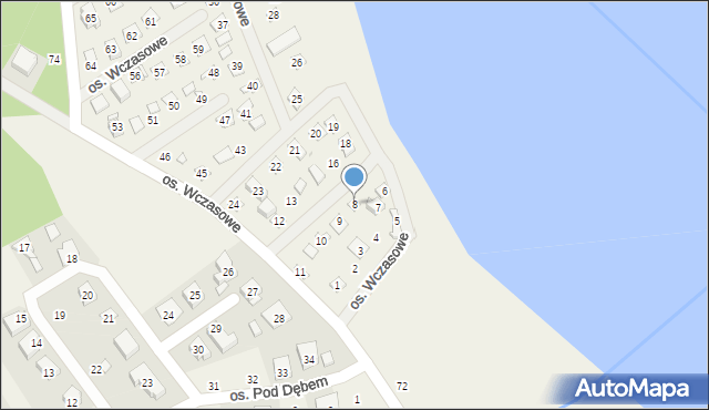 Mościenica, Osiedle Wczasowe, 8, mapa Mościenica