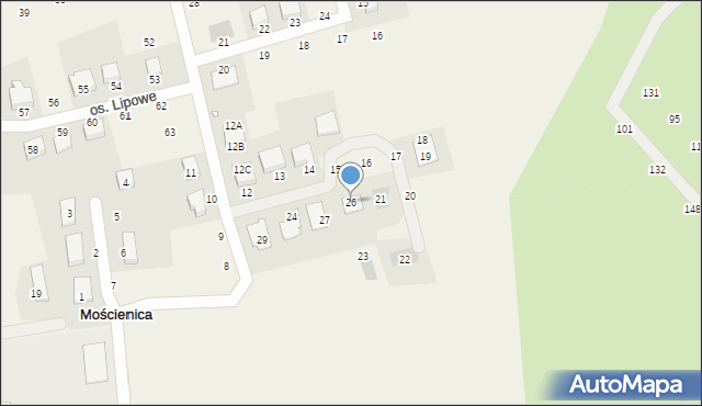 Mościenica, Osiedle Zielone Wzgórze, 26, mapa Mościenica