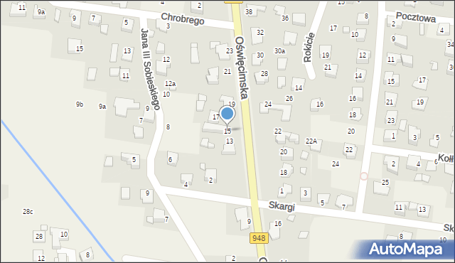 Nowa Wieś, Oświęcimska, 15, mapa Nowa Wieś