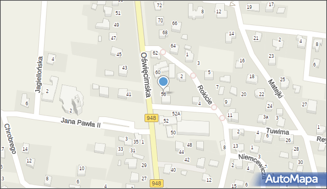Nowa Wieś, Oświęcimska, 56, mapa Nowa Wieś