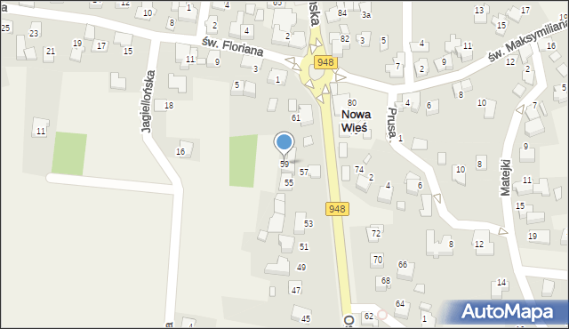 Nowa Wieś, Oświęcimska, 59, mapa Nowa Wieś