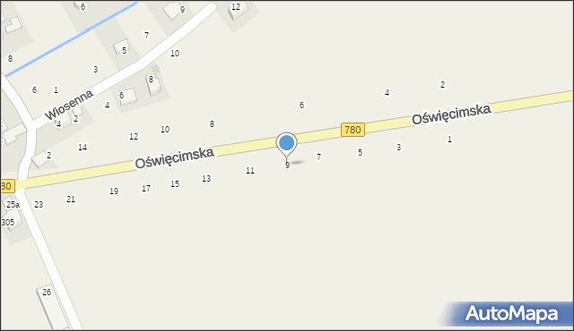 Nowa Wieś Szlachecka, Oświęcimska, 9, mapa Nowa Wieś Szlachecka
