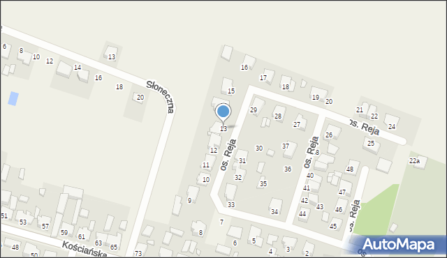 Nowy Lubosz, Osiedle Reja Mikołaja, 13, mapa Nowy Lubosz