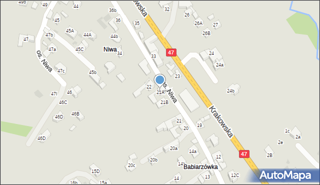 Nowy Targ, Osiedle Niwa, 21A, mapa Nowego Targu