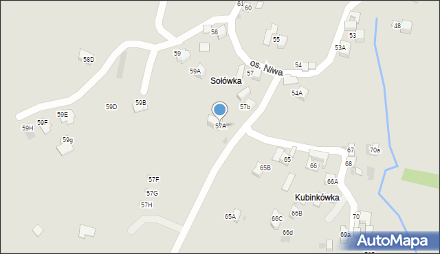 Nowy Targ, Osiedle Niwa, 57A, mapa Nowego Targu