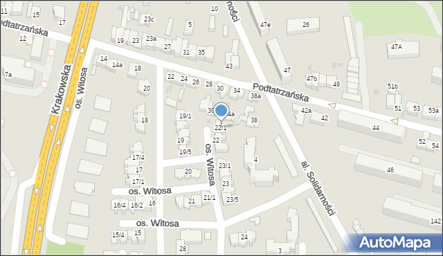 Nowy Targ, Osiedle Witosa Wincentego, 22/1, mapa Nowego Targu
