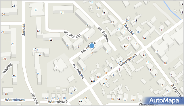 Nowy Tomyśl, Osiedle Północ, 2, mapa Nowy Tomyśl