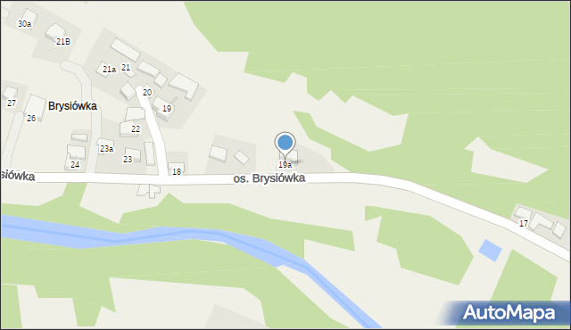 Ochotnica Dolna, Osiedle Brysiówka, 19a, mapa Ochotnica Dolna