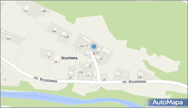 Ochotnica Dolna, Osiedle Brysiówka, 20, mapa Ochotnica Dolna