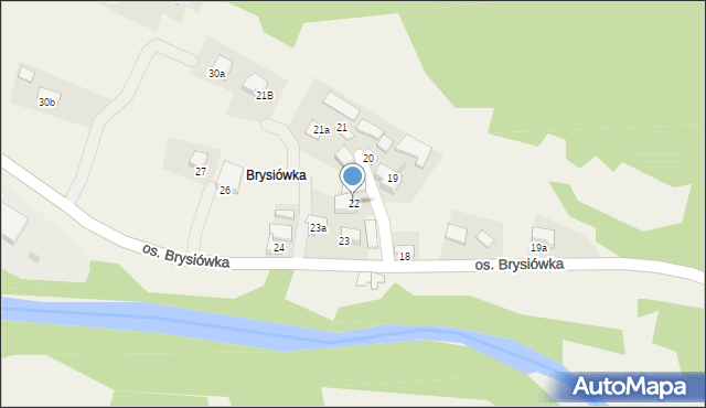 Ochotnica Dolna, Osiedle Brysiówka, 22, mapa Ochotnica Dolna