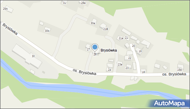 Ochotnica Dolna, Osiedle Brysiówka, 26, mapa Ochotnica Dolna