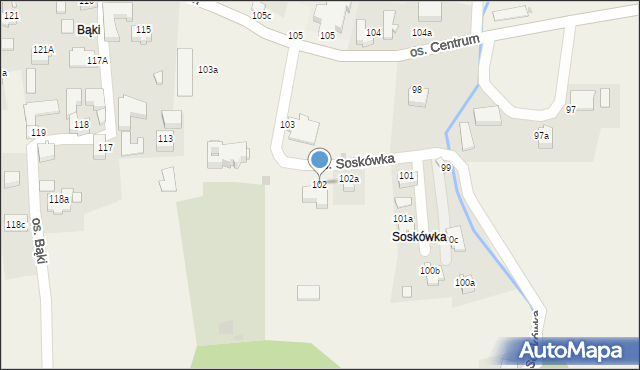 Ochotnica Dolna, Osiedle Centrum, 102, mapa Ochotnica Dolna