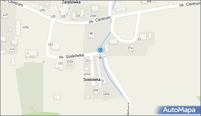 Ochotnica Dolna, Osiedle Centrum, 99, mapa Ochotnica Dolna