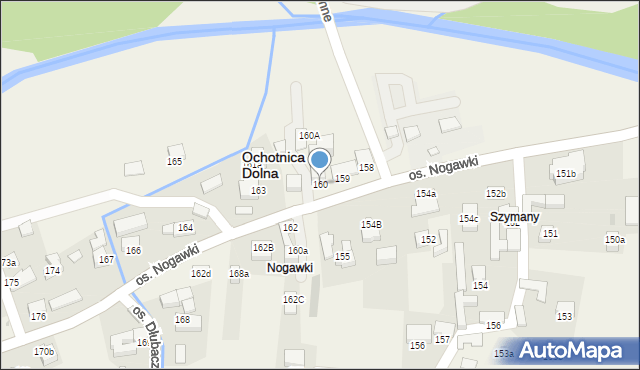 Ochotnica Dolna, Osiedle Dłubacze, 160, mapa Ochotnica Dolna