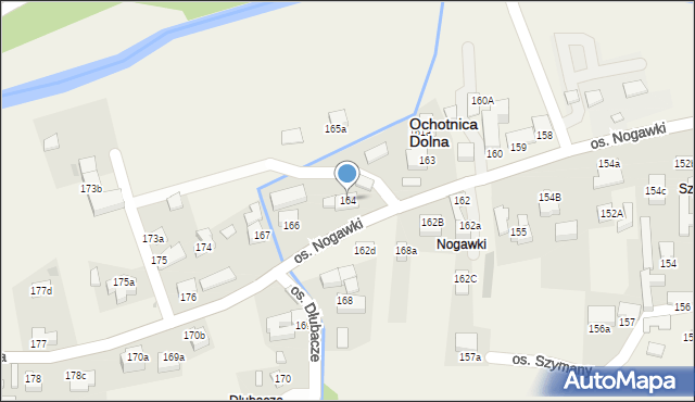 Ochotnica Dolna, Osiedle Dłubacze, 164, mapa Ochotnica Dolna