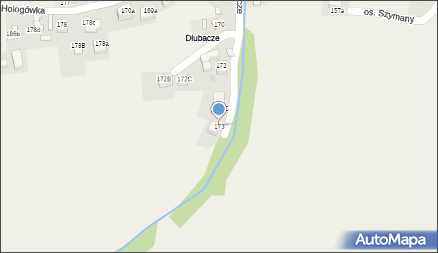 Ochotnica Dolna, Osiedle Dłubacze, 173, mapa Ochotnica Dolna