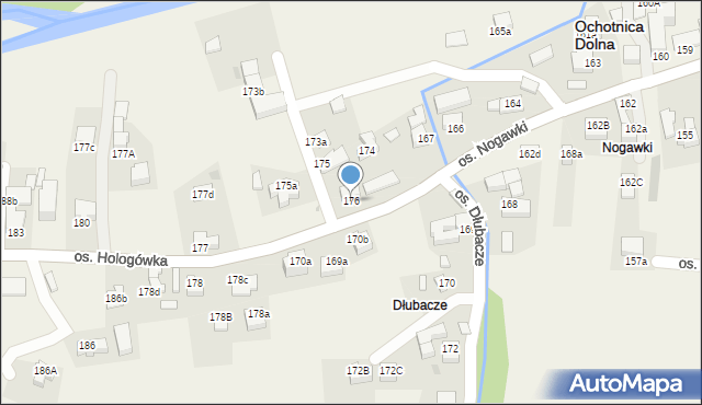 Ochotnica Dolna, Osiedle Dłubacze, 176, mapa Ochotnica Dolna