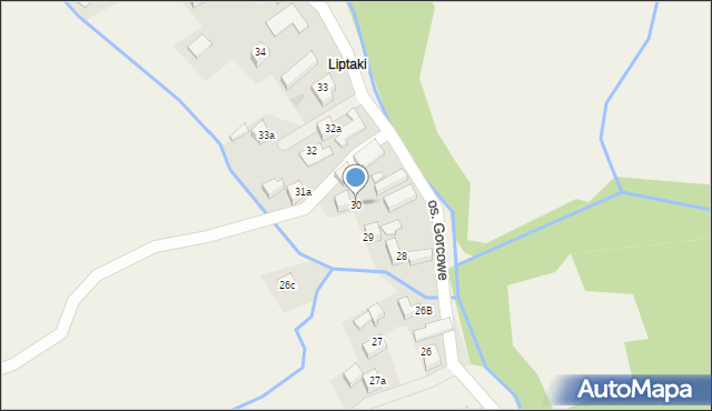 Ochotnica Dolna, Osiedle Gorcowe, 30, mapa Ochotnica Dolna