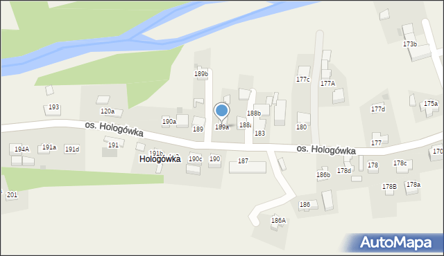 Ochotnica Dolna, Osiedle Hologówka, 189a, mapa Ochotnica Dolna