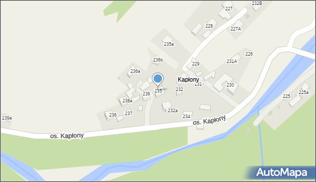 Ochotnica Dolna, Osiedle Kapłony, 235, mapa Ochotnica Dolna