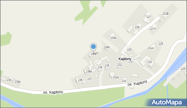 Ochotnica Dolna, Osiedle Kapłony, 236a, mapa Ochotnica Dolna