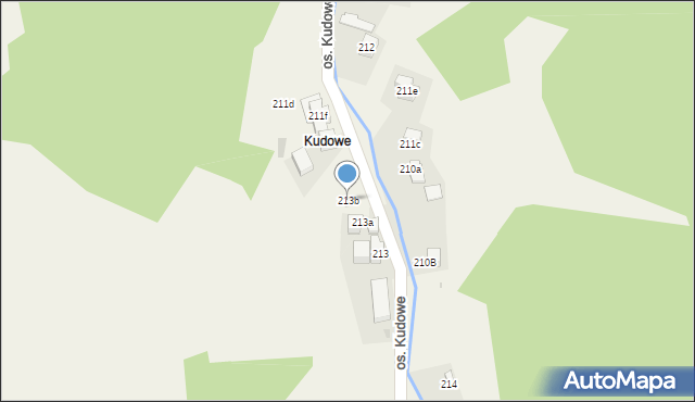 Ochotnica Dolna, Osiedle Kudowe, 213b, mapa Ochotnica Dolna