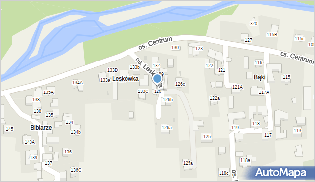 Ochotnica Dolna, Osiedle Leskówka, 126, mapa Ochotnica Dolna