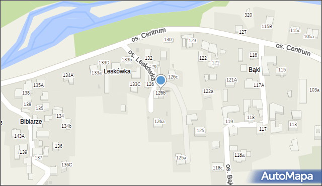 Ochotnica Dolna, Osiedle Leskówka, 126b, mapa Ochotnica Dolna