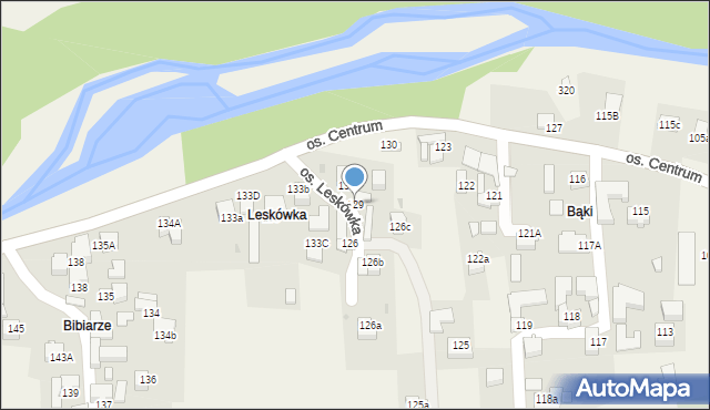 Ochotnica Dolna, Osiedle Leskówka, 129, mapa Ochotnica Dolna