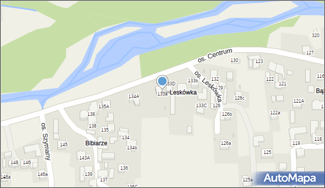 Ochotnica Dolna, Osiedle Leskówka, 133a, mapa Ochotnica Dolna