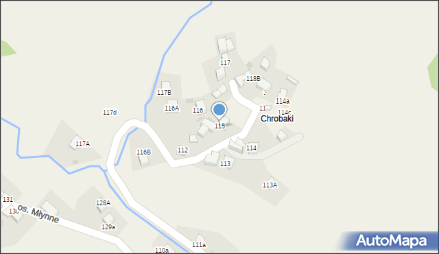 Ochotnica Dolna, Osiedle Młynne, 115, mapa Ochotnica Dolna