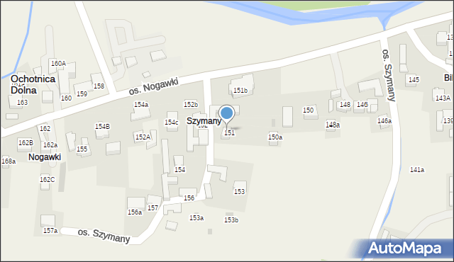 Ochotnica Dolna, Osiedle Nogawki, 151A, mapa Ochotnica Dolna