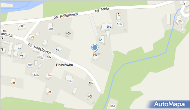 Ochotnica Dolna, Osiedle Polisiówka, 66a, mapa Ochotnica Dolna