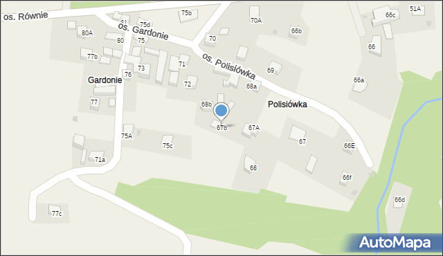 Ochotnica Dolna, Osiedle Polisiówka, 67b, mapa Ochotnica Dolna